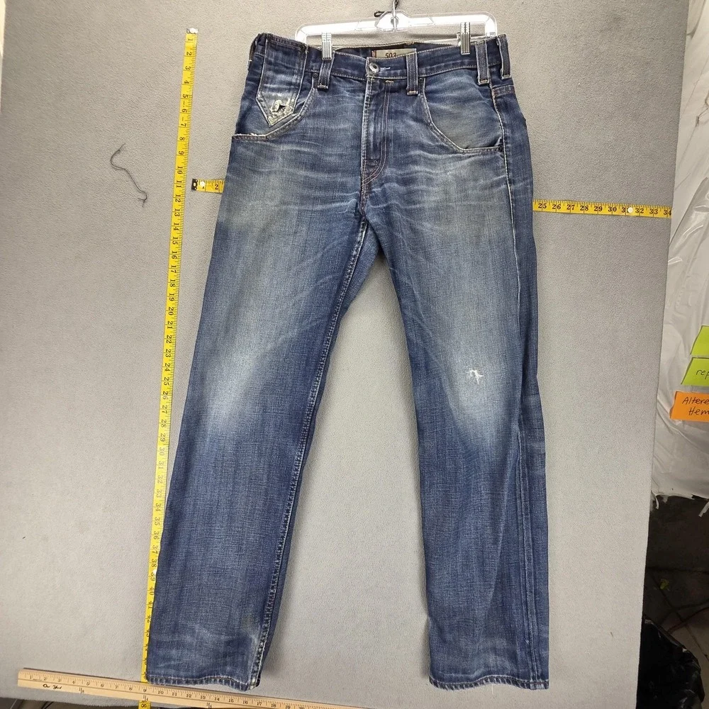 Vintage Levis Engineered Jeans Mens 33x34 Blue Buckle Back 503 Loose Honeycomb
